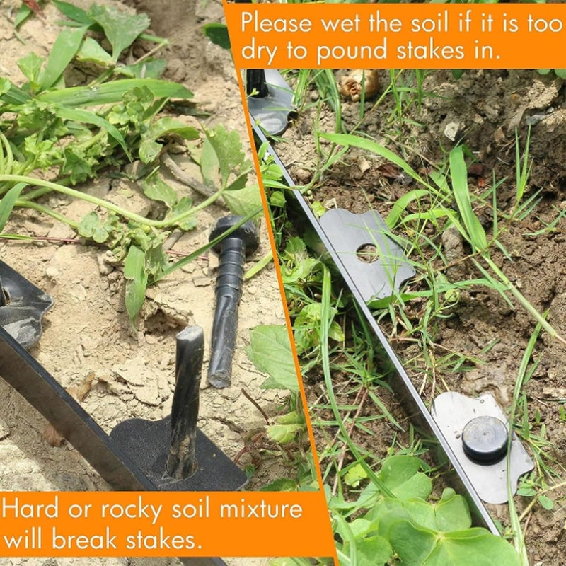 Garaook Landscape Edging Stakes, 120 Pcs 8" Plastic Garden Spikes, Spiral Nylon Anchoring Spikes for Paver Edging, Weed Barriers, Artificial Turf, Tent, Grass Pathway and More, Black - Image 5